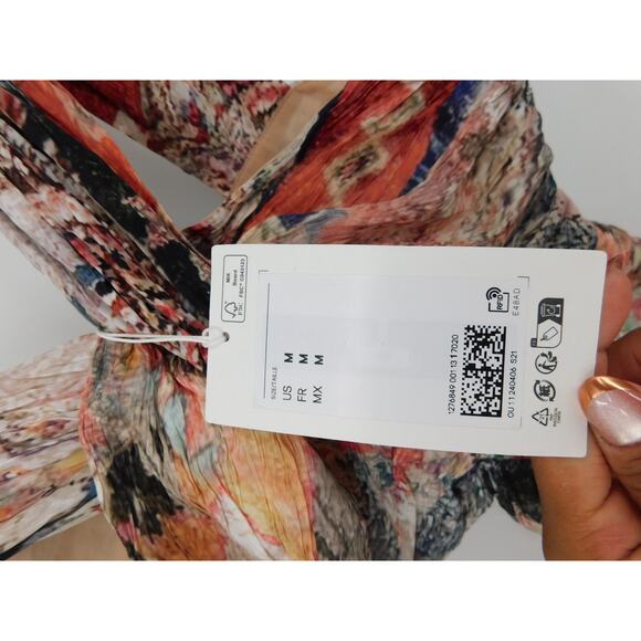 NWT H&M Studio Women's Beige‎ Draped Patterned Maxi Side Slit Dress Size Medium - Picture 5 of 9